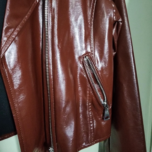 NWOT Nine West chocolate biker jacket size XL motorcycle jacket - Picture 10 of 13